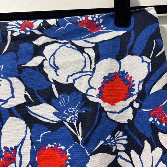 Talbots Petites Floral Print Cotton Blend Skirt Cobalt Red‎ White 4P - Picture 9 of 10